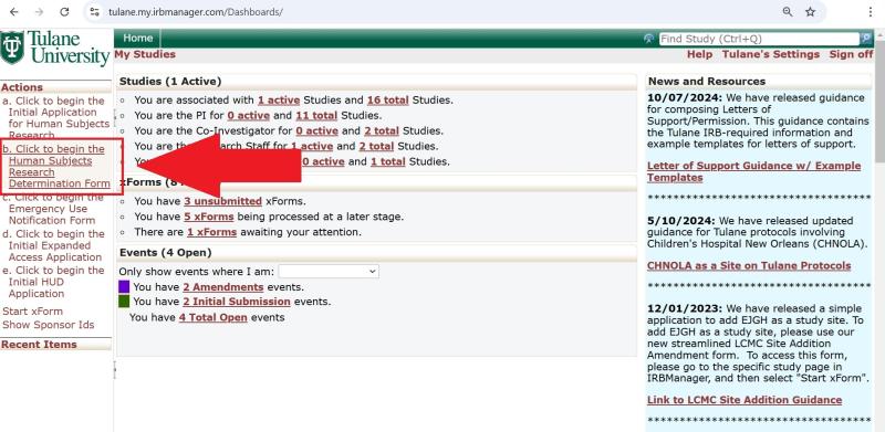 How to Start HDR Determination Form