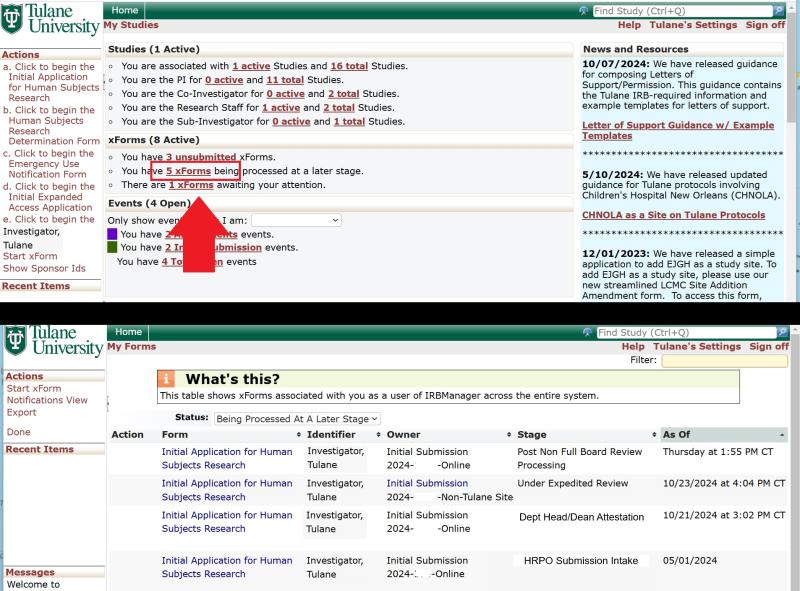 xForms being processed at a later stage