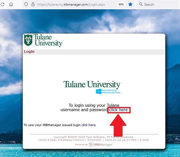 Tulane SSO IRBManager login
